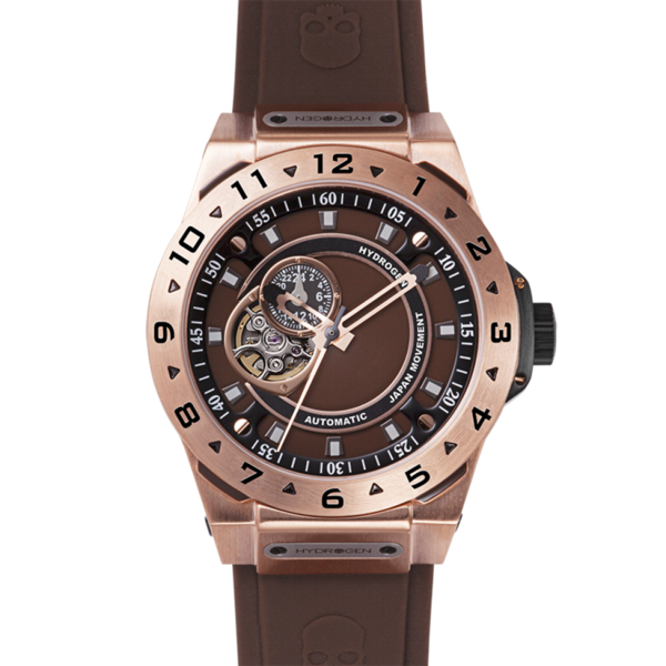 Vento Brown Rose Gold watch featuring a brown dial, rose gold stainless steel case, and brown silicone strap.