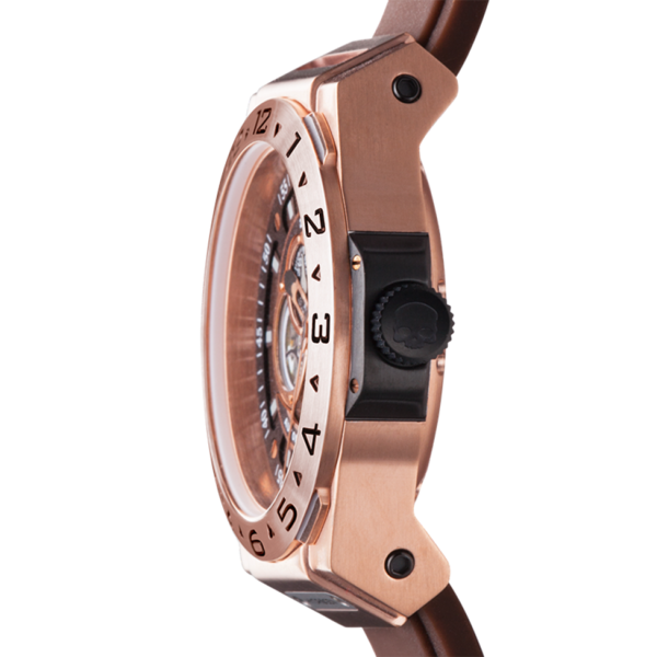 Vento Brown Rose Gold watch featuring a brown dial, rose gold stainless steel case, and brown silicone strap.