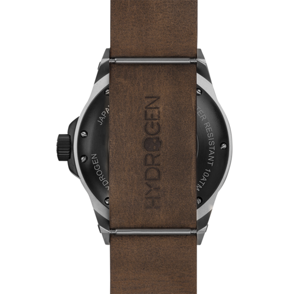 Vento Silver Black Leather watch featuring a stainless steel case, black ionic plating, and a brown leather strap.