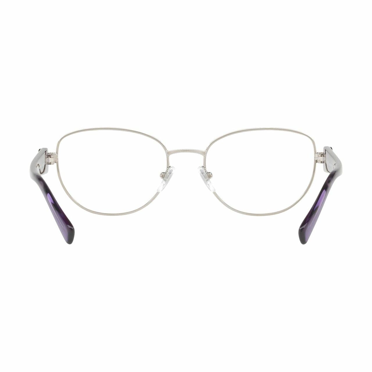 Versace VE1246B-1000 Silver Oval Women's Metal Eyeglasses displayed elegantly with a silver frame.