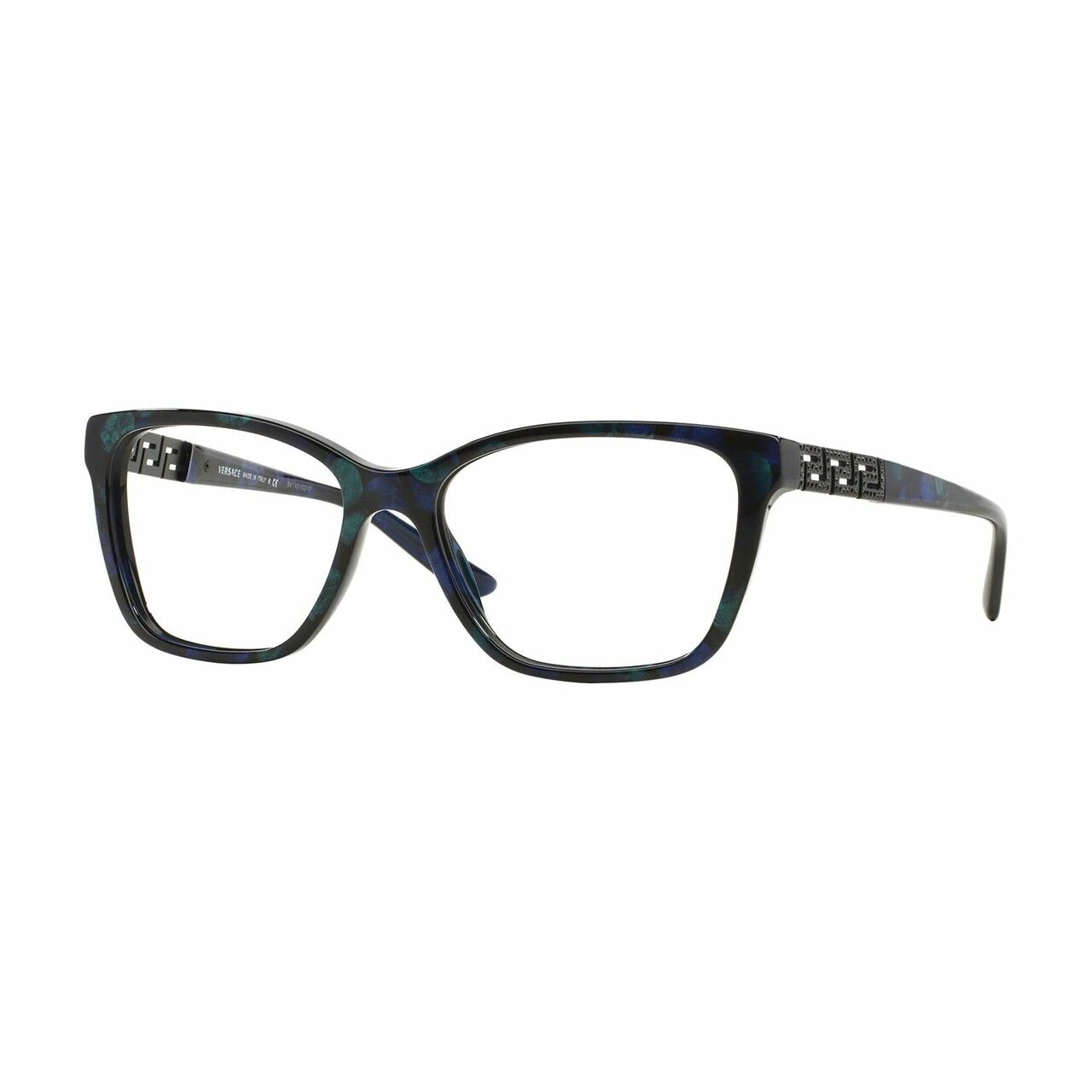 Versace VE3192B-5127 Marble Black Green Square Women's Plastic Eyeglasses showcasing a stylish design with a full-rim frame.