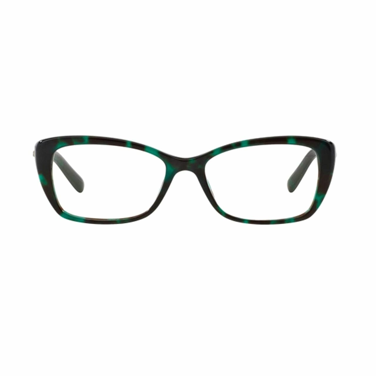 Versace VE3201-5076 Green Havana Rectangular Women's Plastic Eyeglasses showcasing a stylish full-rim design with a unique color blend.