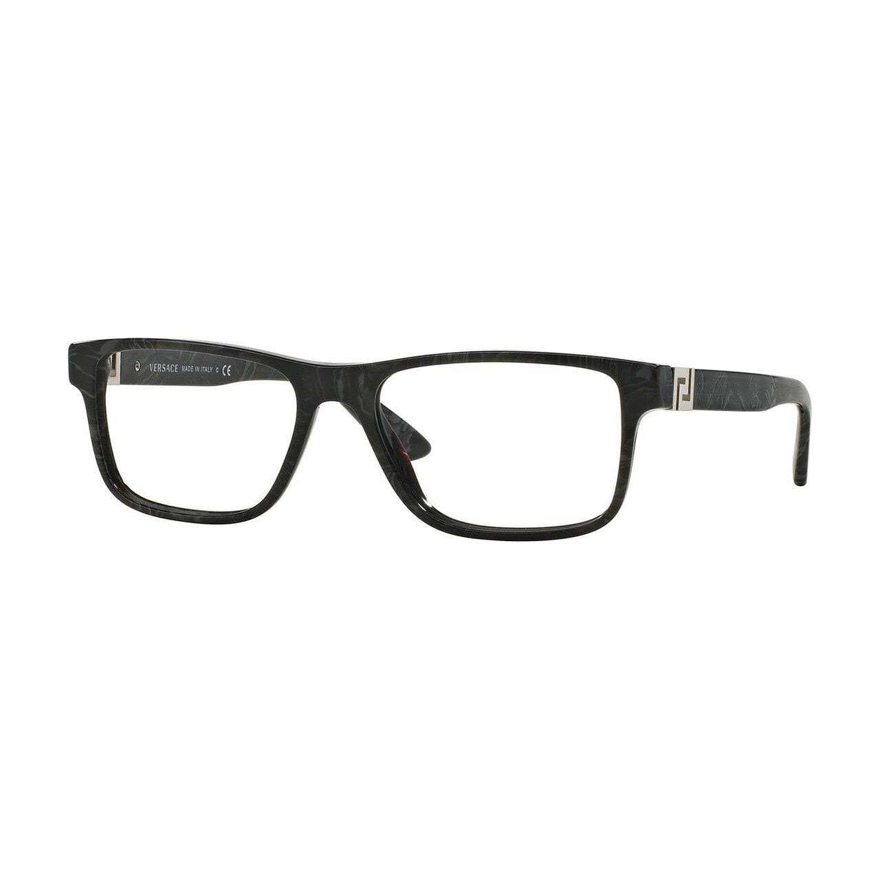 Versace VE3211-5145 Grey Marble Square Men's Plastic Eyeglasses showcasing a stylish design and full-rim frame.