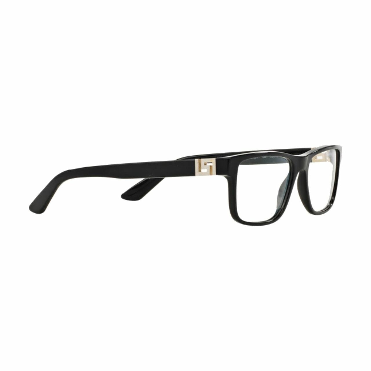 Versace VE3211-GB1 Black Square Men's Plastic Eyeglasses with gold detailing on the sides.