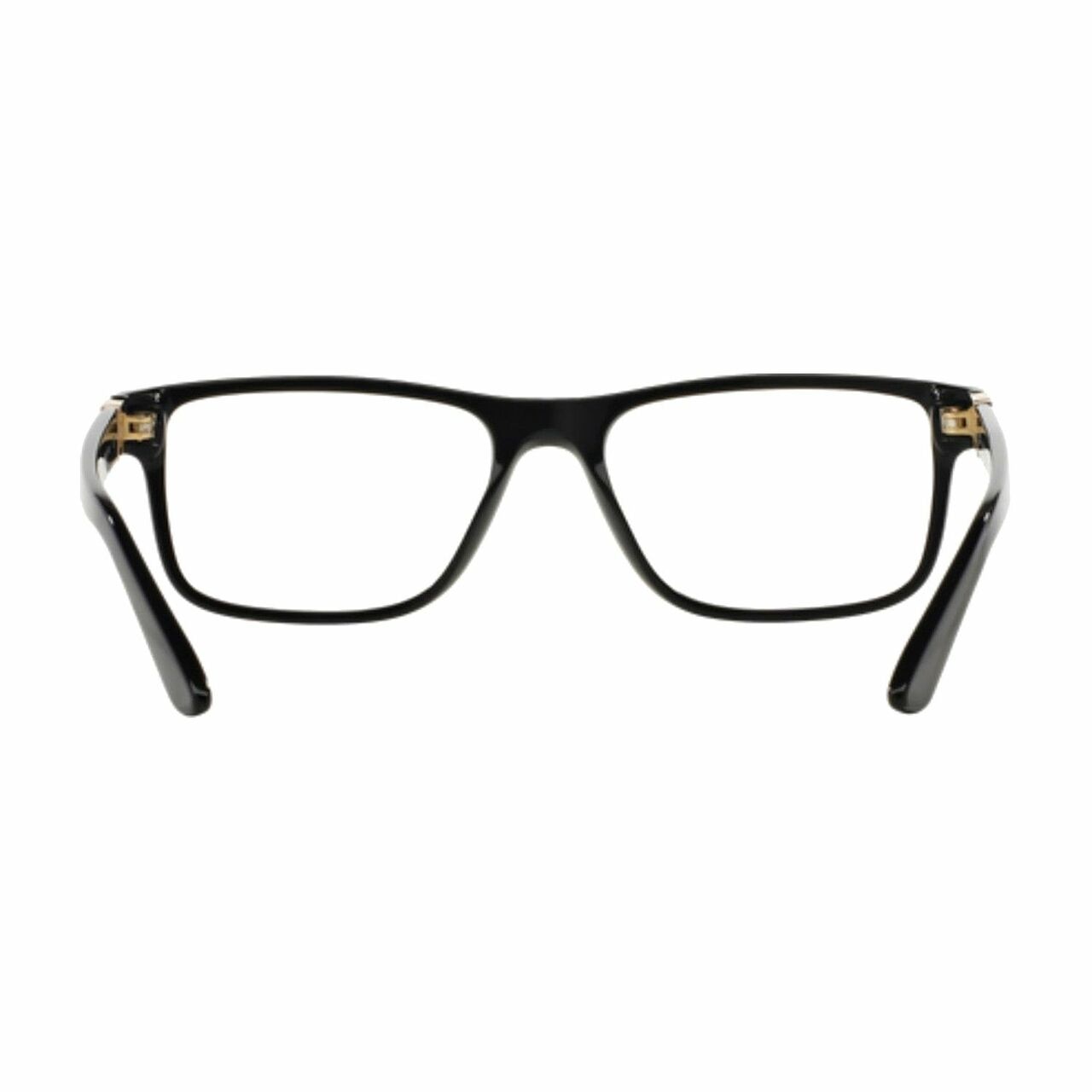 Versace VE3211-GB1 Black Square Men's Plastic Eyeglasses with gold detailing on the sides.