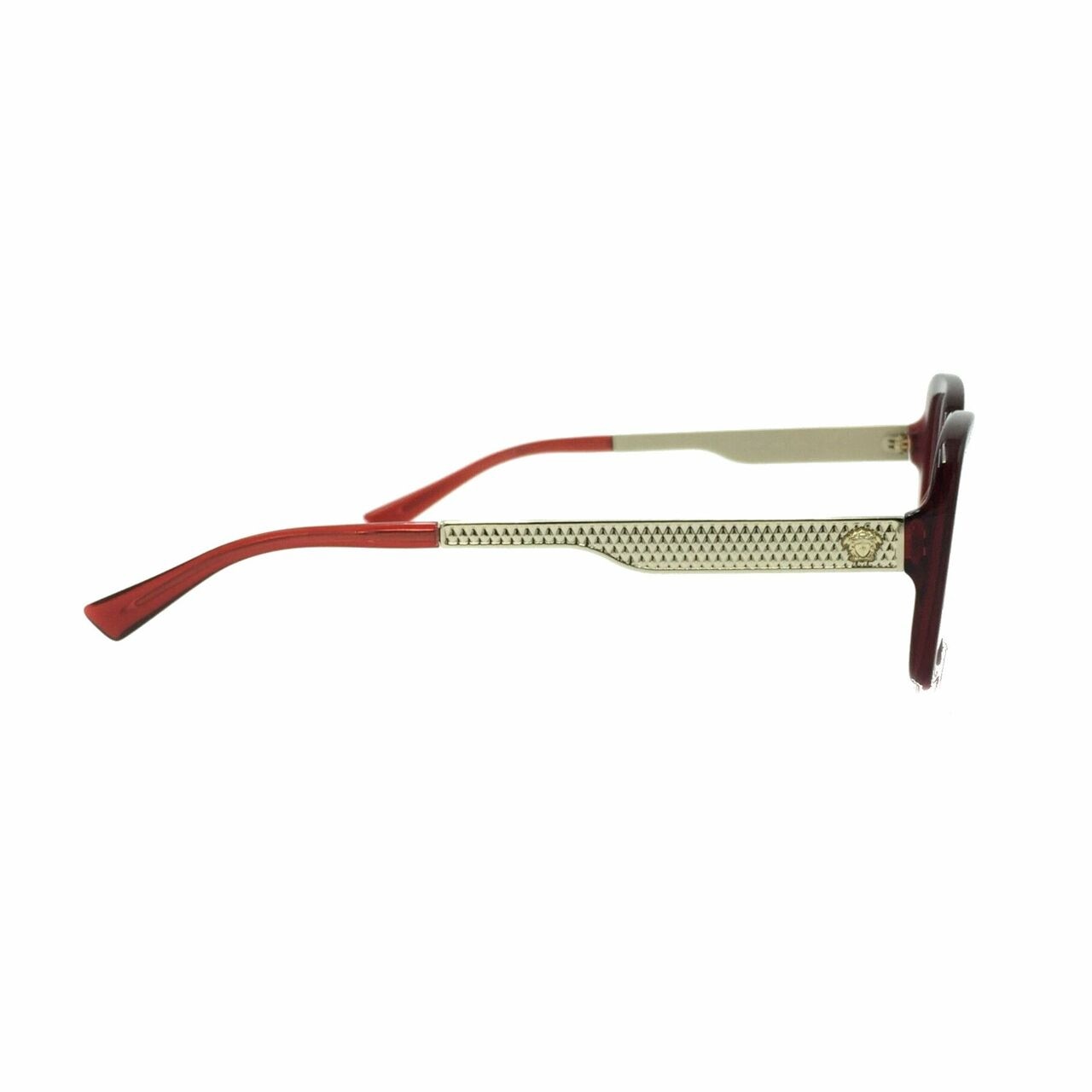 Versace VE3241-388 Transparent Red Rectangular Women's Plastic Eyeglasses showcasing a stylish design with a full-rim frame.