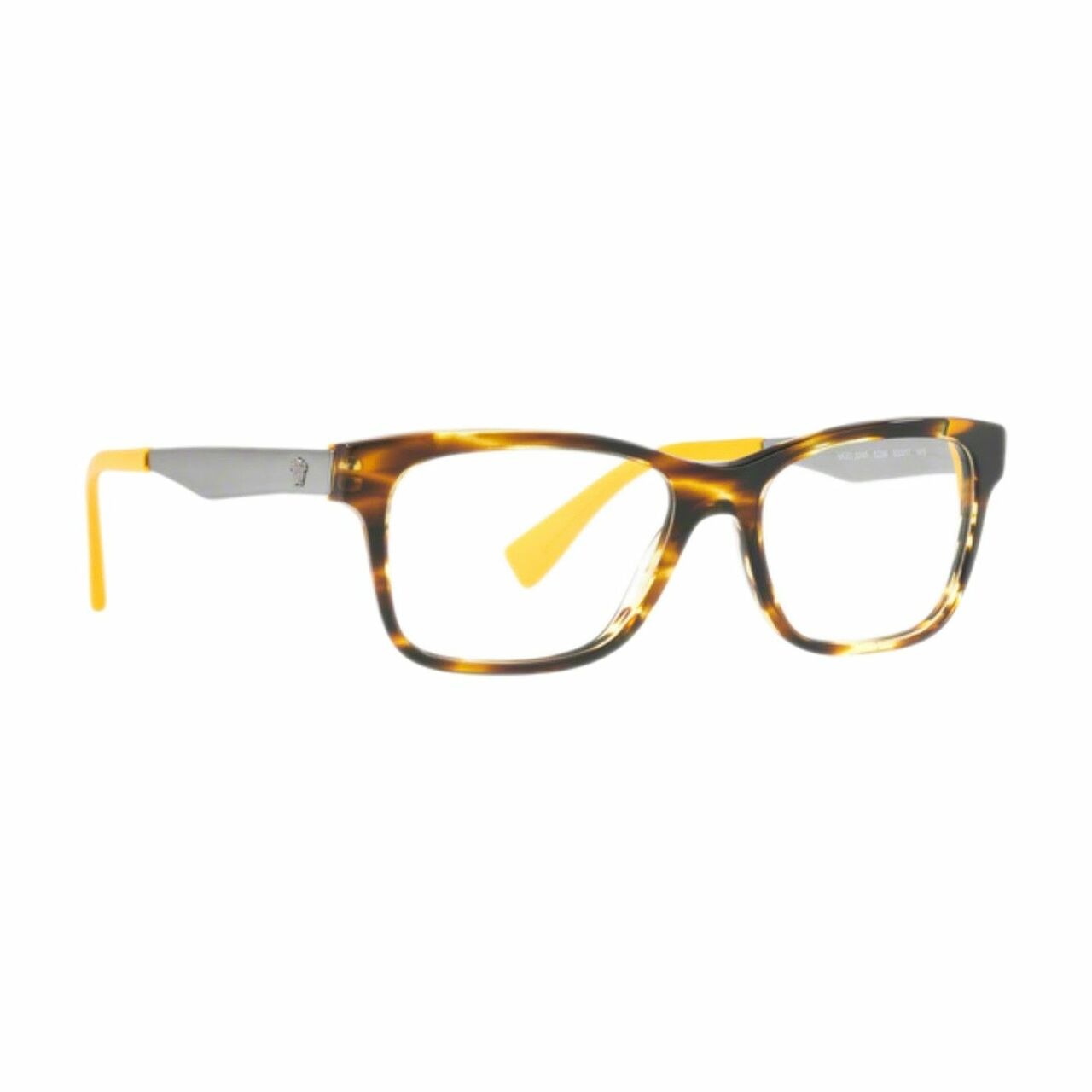 Versace VE3245-5236 Striped Havana Yellow Square Men's Plastic Eyeglasses with stylish design and durable frame.