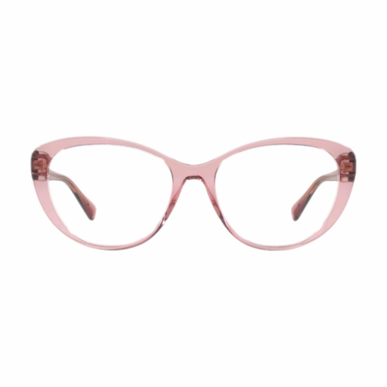 Versace VE3246B-5234 Transparent Pink Cat-Eye Women's Plastic Eyeglasses showcasing elegant design and color.