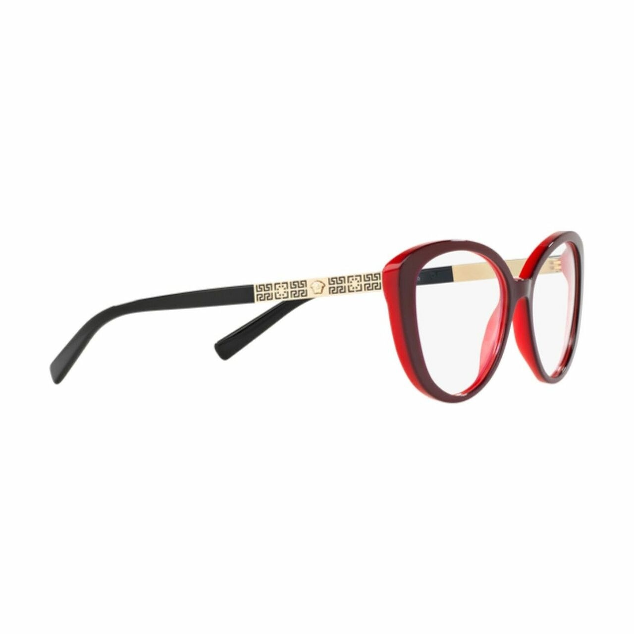 Versace VE3229-5188 Red Cat-Eye Women's Plastic Eyeglasses showcasing a bold red frame and stylish cat-eye shape.