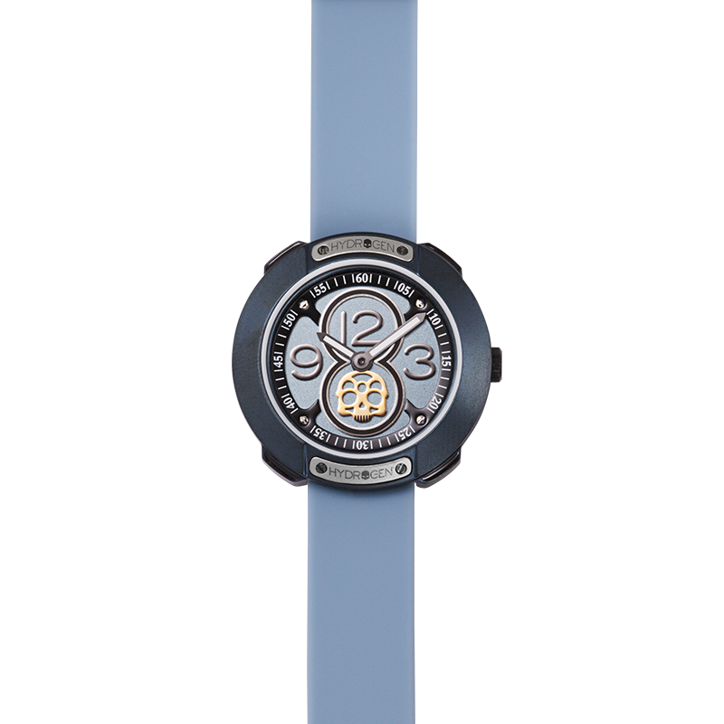 Vista Numero All Blue luxury sports watch featuring a blue toned brushed dial and silicone strap.