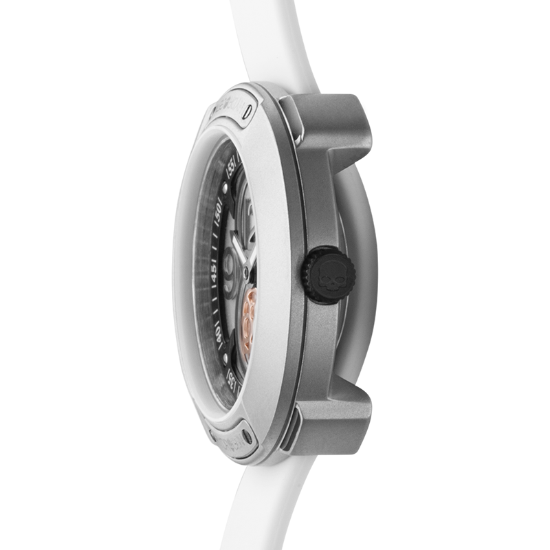 Vista Numero Silver White watch featuring a silver dial and white silicone strap, designed in a petite 29mm size.