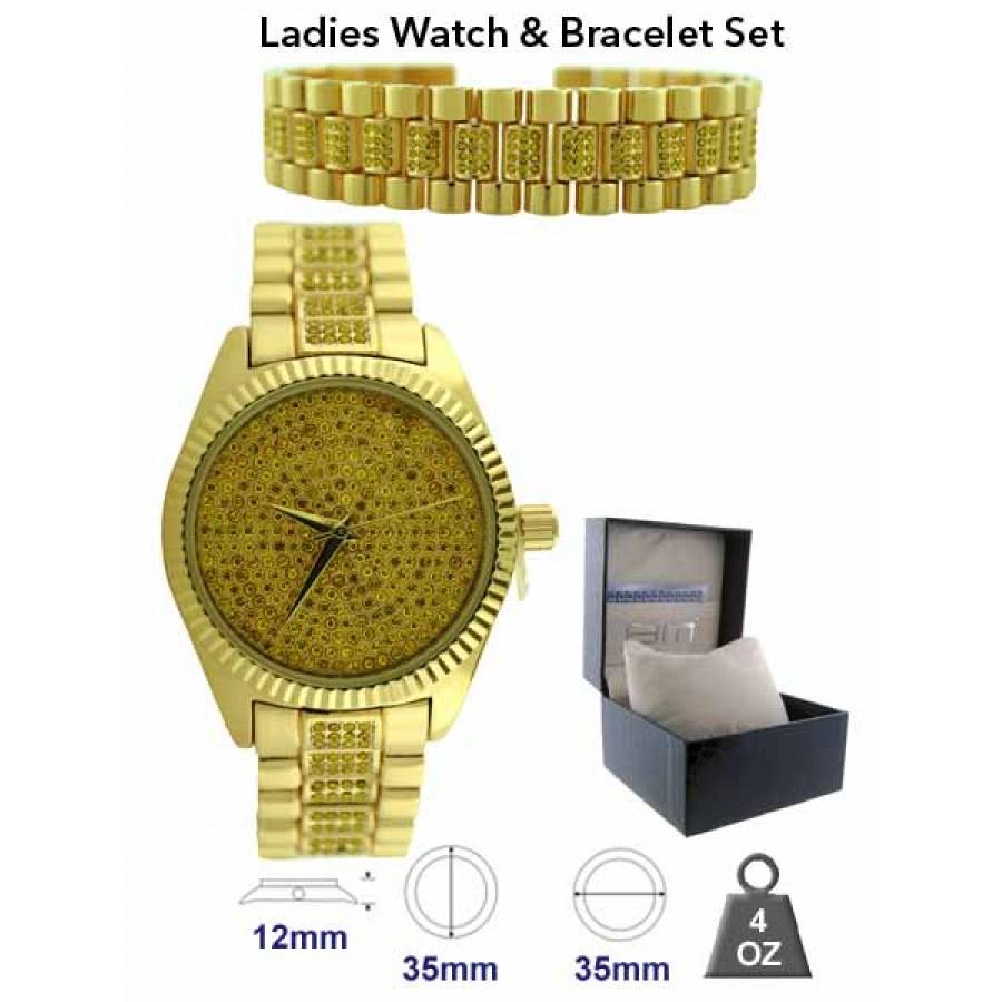 Elegant watch and bracelet set featuring a sleek design, perfect for any occasion.