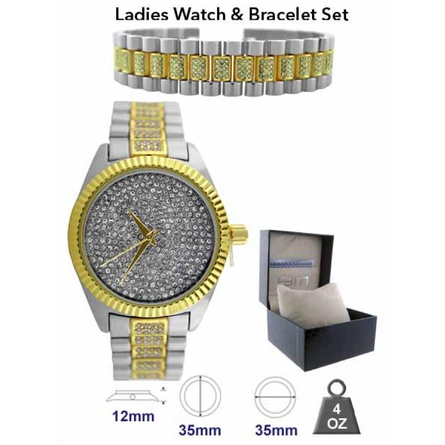 Elegant Watch & Bracelet set featuring a stylish design, perfect for any occasion.