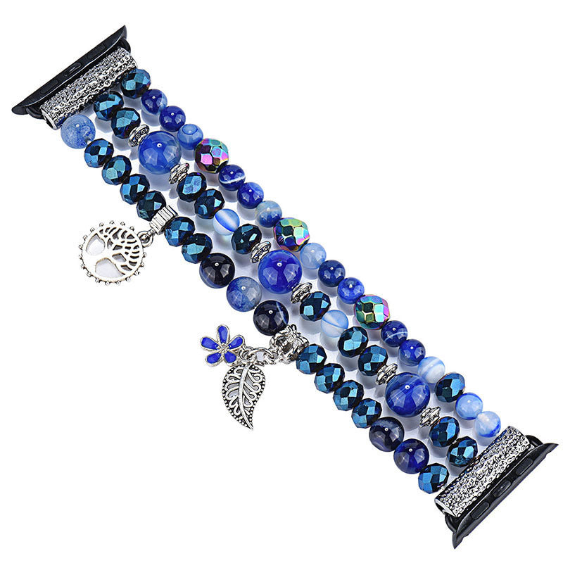 Elegant sapphire crystal watch strap designed for Apple watches, showcasing a luxurious blue crystal finish.