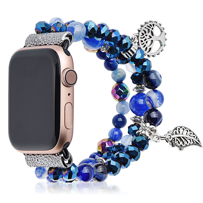 Elegant sapphire crystal watch strap designed for Apple watches, showcasing a luxurious blue crystal finish.