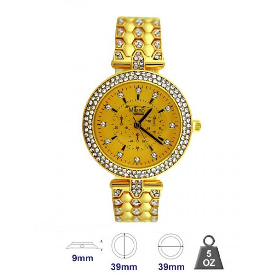 Elegant women metal band watch with a sleek design, featuring a 39mm case and shiny metal band.