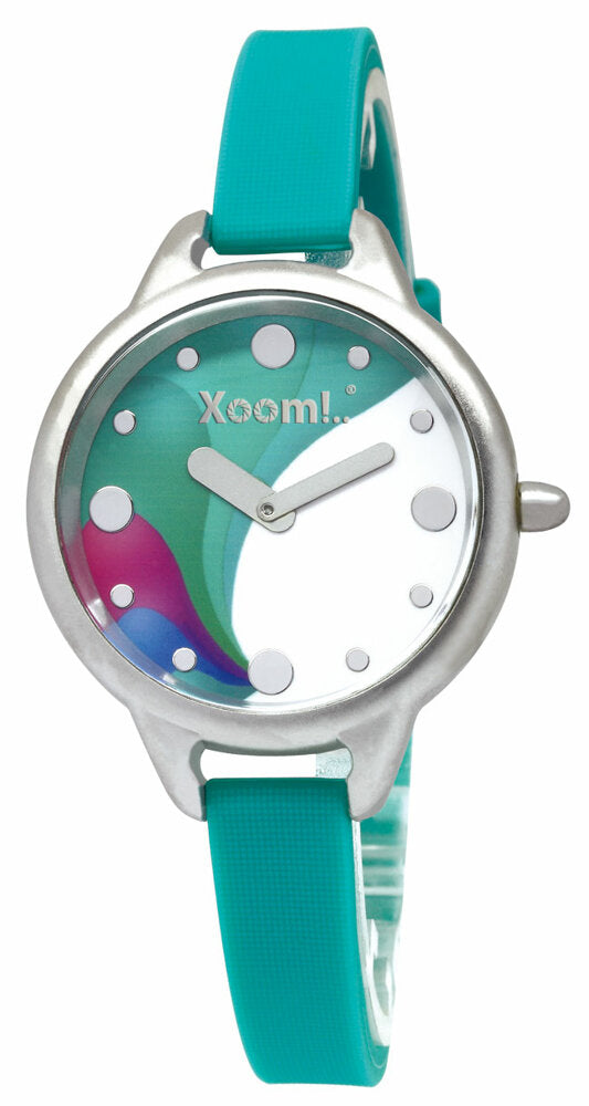 Xoom 92510222 Armbanduhr mit elegantem Edelstahlgehäuse und Silikonband, ideal für Damen.