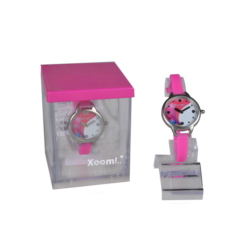 Xoom 92510222 Armbanduhr mit elegantem Edelstahlgehäuse und Silikonband, ideal für Damen.