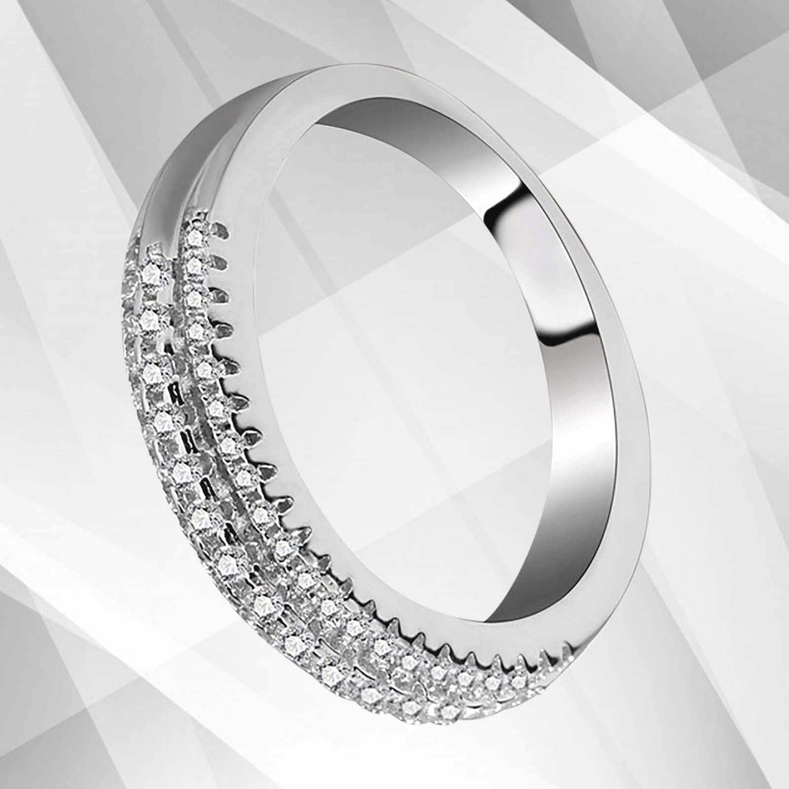 0.50Ct Round-Cut CZ Diamonds Engagement Ring in 18K white gold with micro pave settings, showcasing its sparkling brilliance.