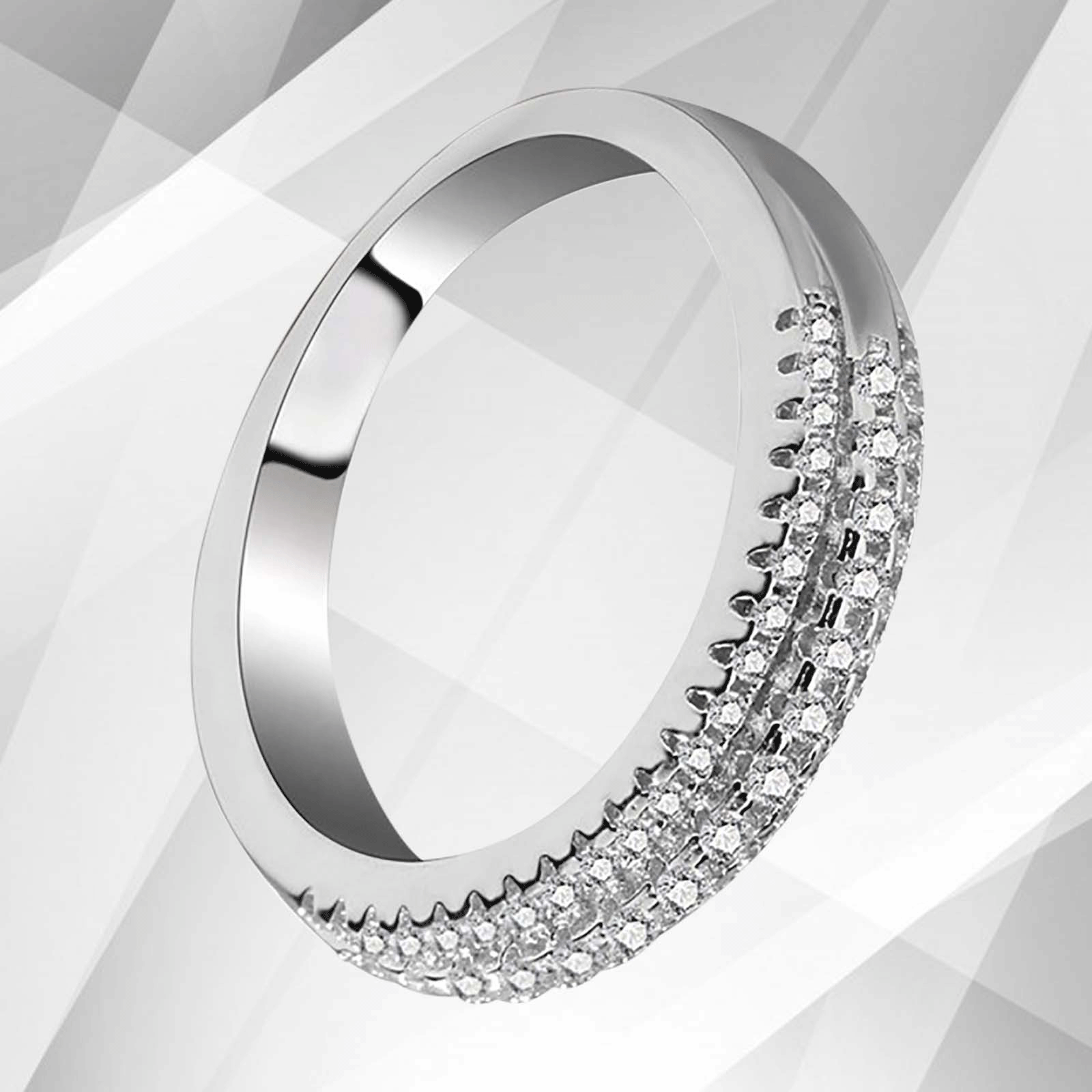 0.50Ct Round-Cut CZ Diamonds Engagement Ring in 18K white gold with micro pave settings, showcasing its sparkling brilliance.