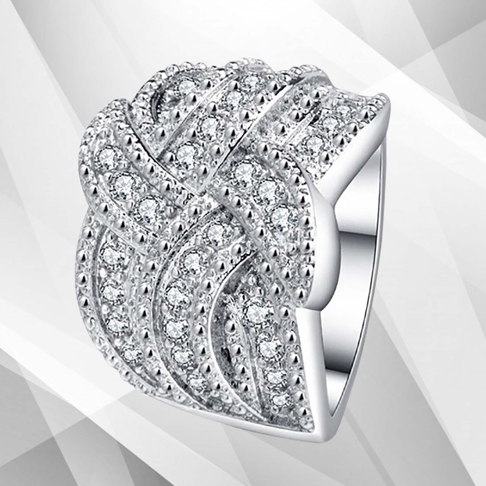 0.50Ct Round-Cut Sparkling CZ Diamonds Engagement Ring in 18K White Gold with Micro Pave Settings, showcasing its brilliance and elegance.