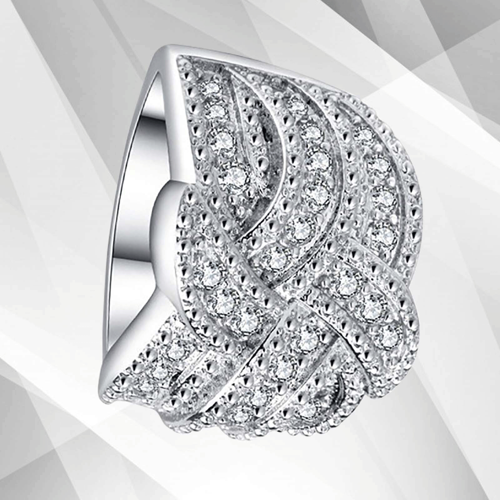 0.50Ct Round-Cut Sparkling CZ Diamonds Engagement Ring in 18K White Gold with Micro Pave Settings, showcasing its brilliance and elegance.