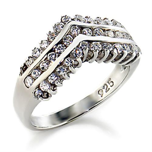 High-polished 925 sterling silver ring featuring AAA Grade cubic zirconia, showcasing elegance and brilliance.