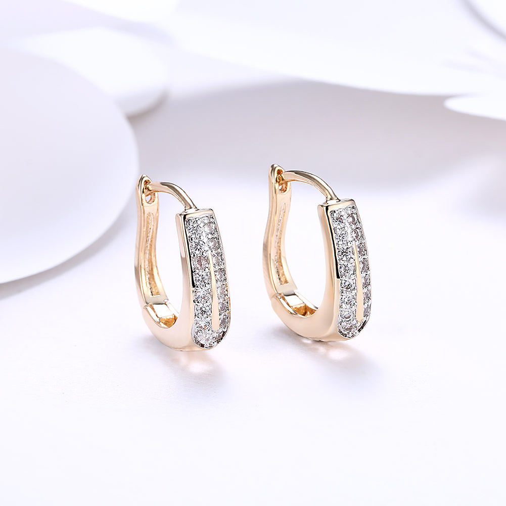 0.60 inch double row huggie earring in 18K gold plated, showcasing its elegant design and shiny finish.