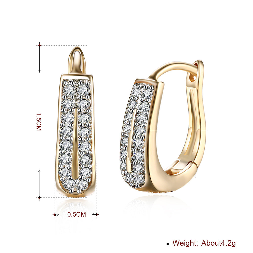 0.60 inch double row huggie earring in 18K gold plated, showcasing its elegant design and shiny finish.