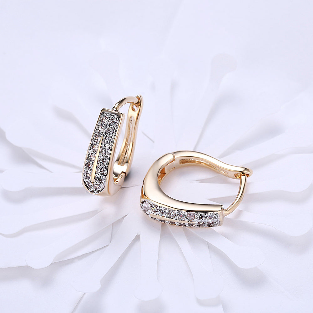 0.60 inch double row huggie earring in 18K gold plated, showcasing its elegant design and shiny finish.