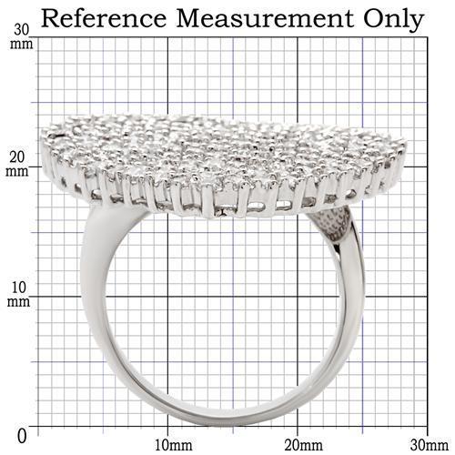 0W146 Rhodium Brass Ring featuring a clear AAA Grade CZ stone, showcasing its elegant design and luxurious finish.