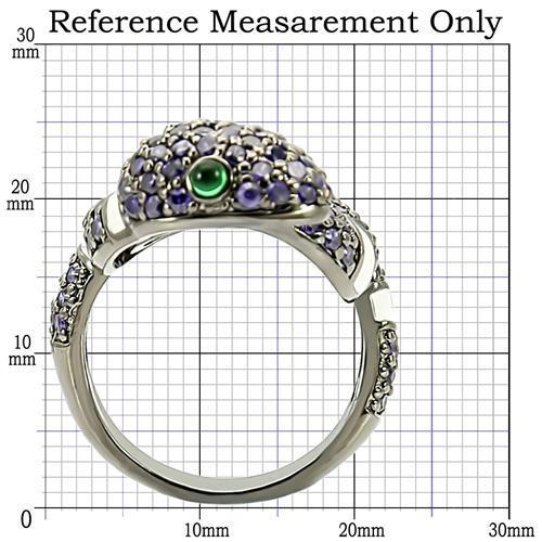 0W184 Ruthenium Brass Ring featuring AAA Grade CZ in vibrant multi colors, showcasing its elegant design and sparkling center stone.