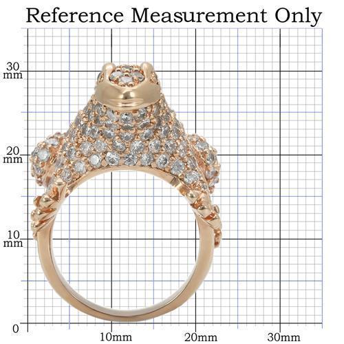 0W283 Rose Gold Brass Ring featuring AAA Grade CZ in Jet, showcasing its elegant design and luxurious finish.