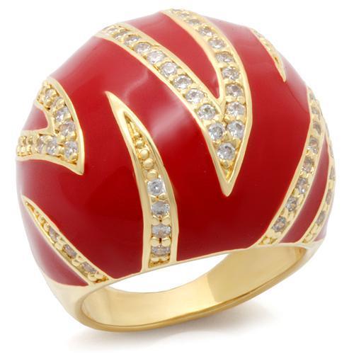 0W229 Gold Brass Ring featuring AAA Grade Clear CZ, showcasing its elegant design and sparkling stone.