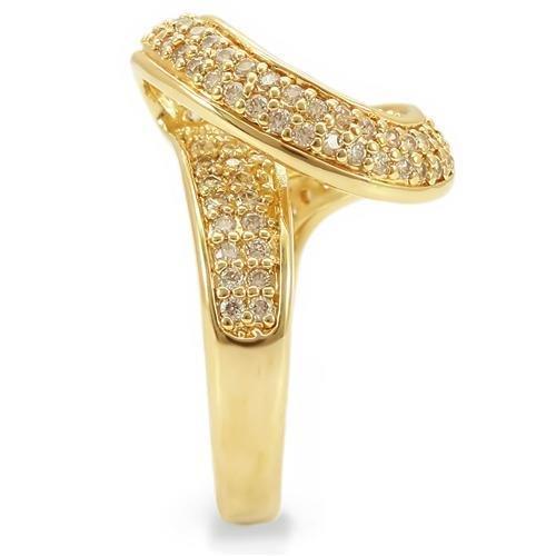 0W317 Gold Brass Ring featuring a clear AAA Grade CZ stone, showcasing its elegant design and luxurious gold finish.