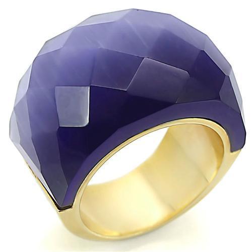 0W366 Gold Brass Ring featuring a semi-precious Cat Eye stone in Montana color, elegantly designed for stylish wear.