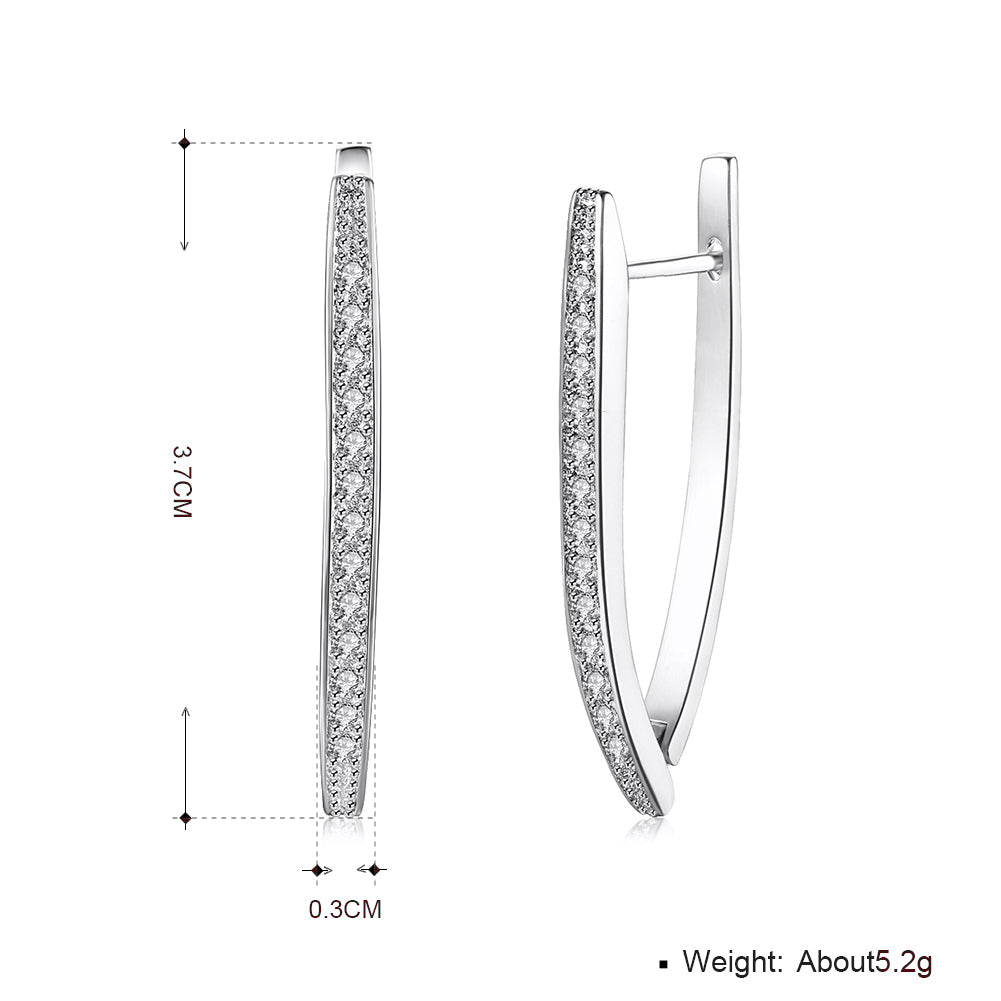 Elegant 1.00 CT Dangling Pave Teardrop Earrings in 14K White Gold, featuring sparkling pave crystals and a lightweight design.