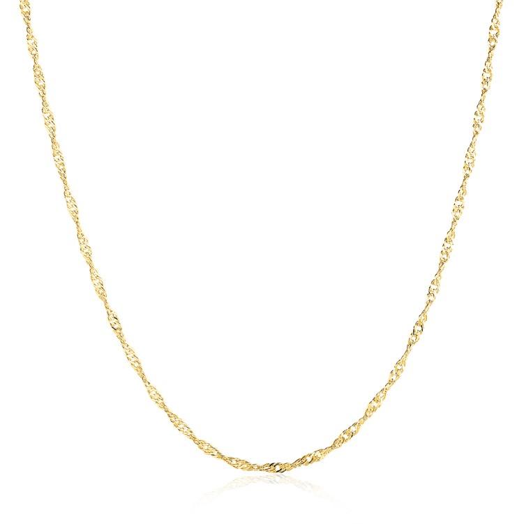 Elegant 14K gold plated chain necklace with a 2mm thickness and spring ring clasp, perfect for any occasion.