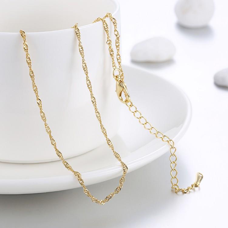 Elegant 14K gold plated chain necklace with a 2mm thickness and spring ring clasp, perfect for any occasion.