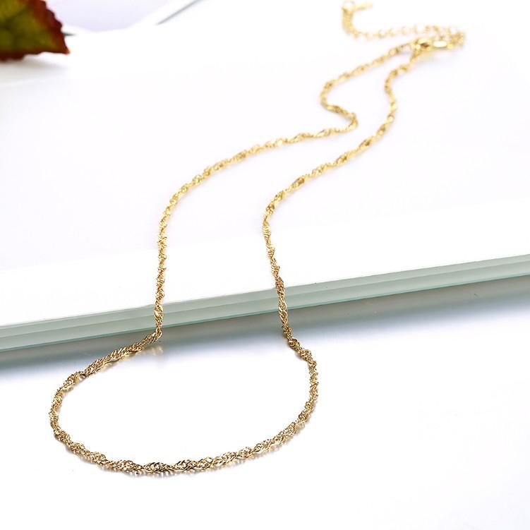 Elegant 14K gold plated chain necklace with a 2mm thickness and spring ring clasp, perfect for any occasion.