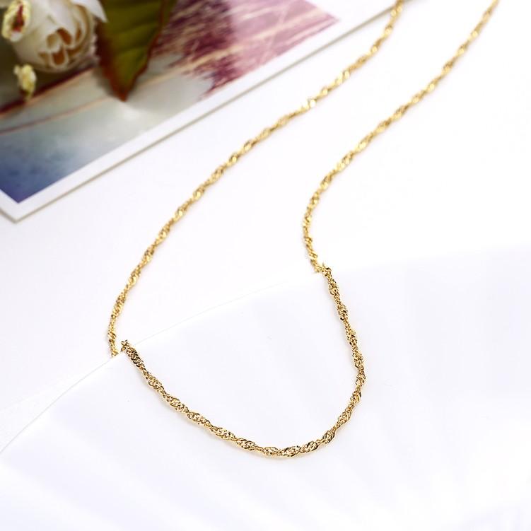 Elegant 14K gold plated chain necklace with a 2mm thickness and spring ring clasp, perfect for any occasion.