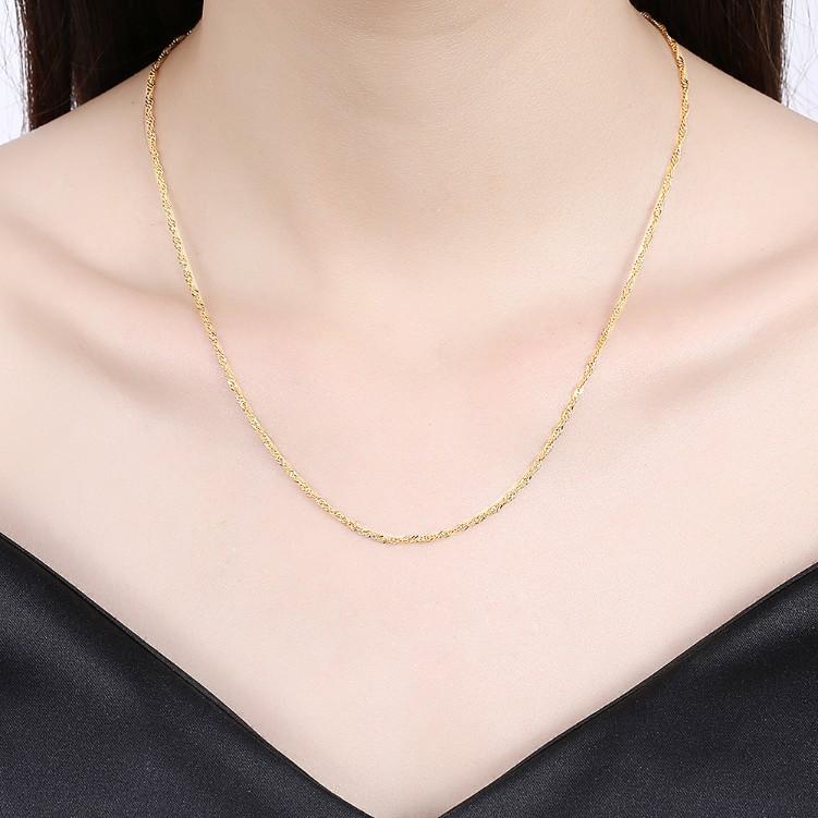 Elegant 14K gold plated chain necklace with a 2mm thickness and spring ring clasp, perfect for any occasion.