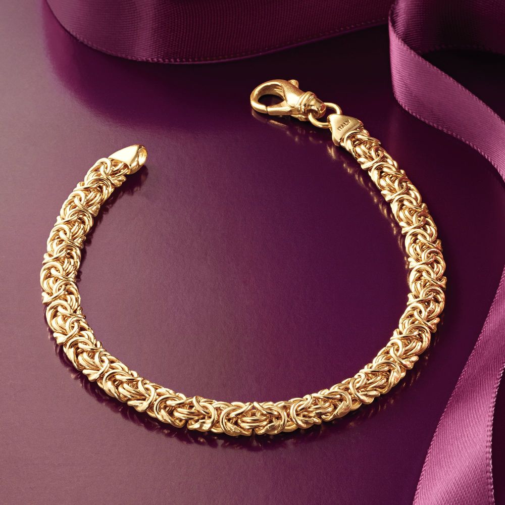 14K Gold Plating Classic Italian Byzantine Anklet featuring a lobster clasp and intricate design, perfect for all occasions.