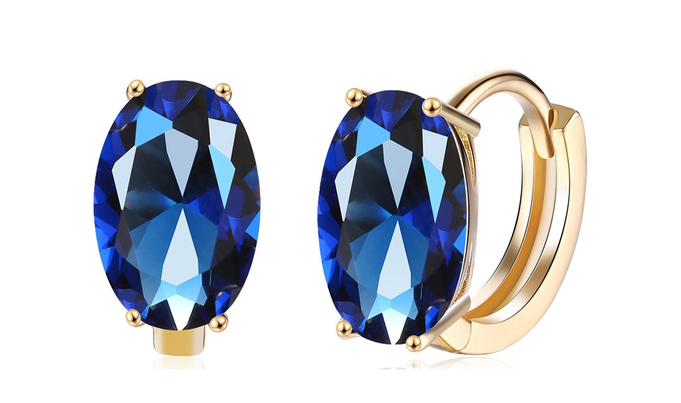 Elegant 14K Gold Plating Large Diamond Cut Clip On Earrings in purple and blue options, showcasing their stunning design and craftsmanship.