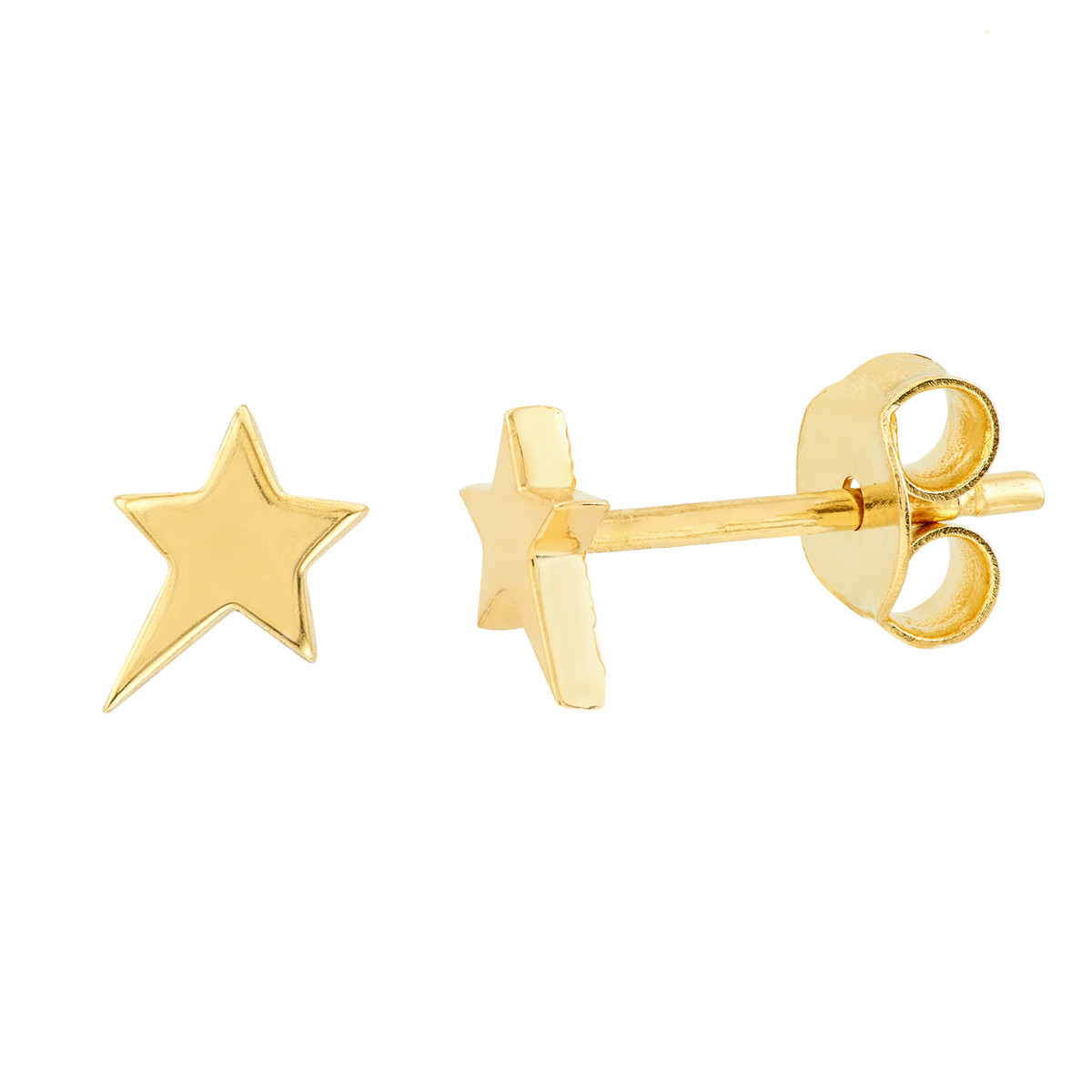 Elegant 14K gold star stud earrings showcasing a celestial design, perfect for any outfit.