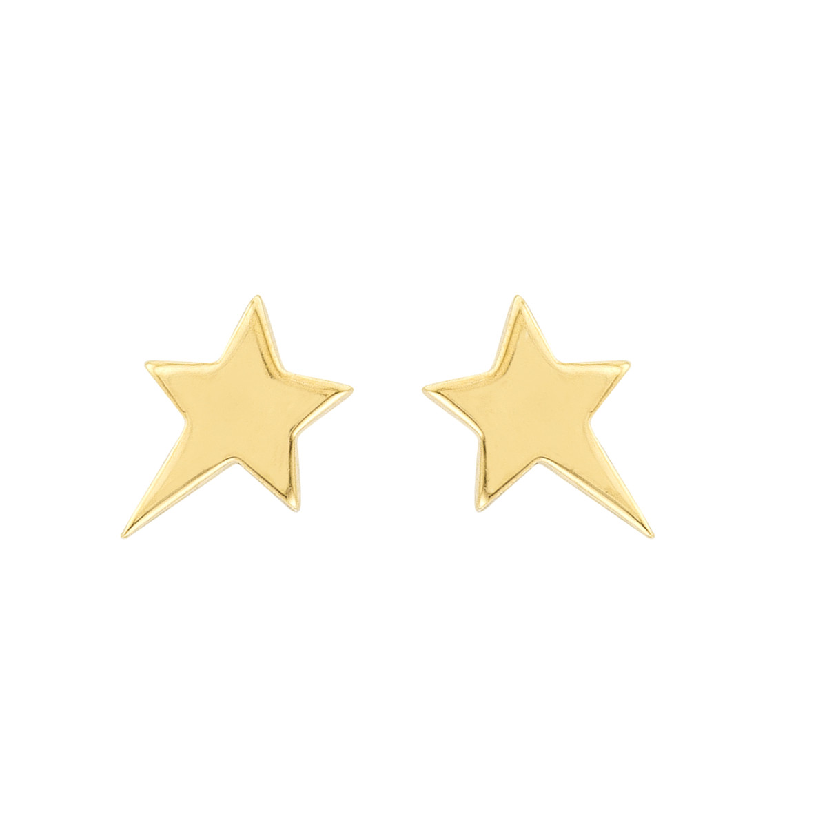 Elegant 14K gold star stud earrings showcasing a celestial design, perfect for any outfit.