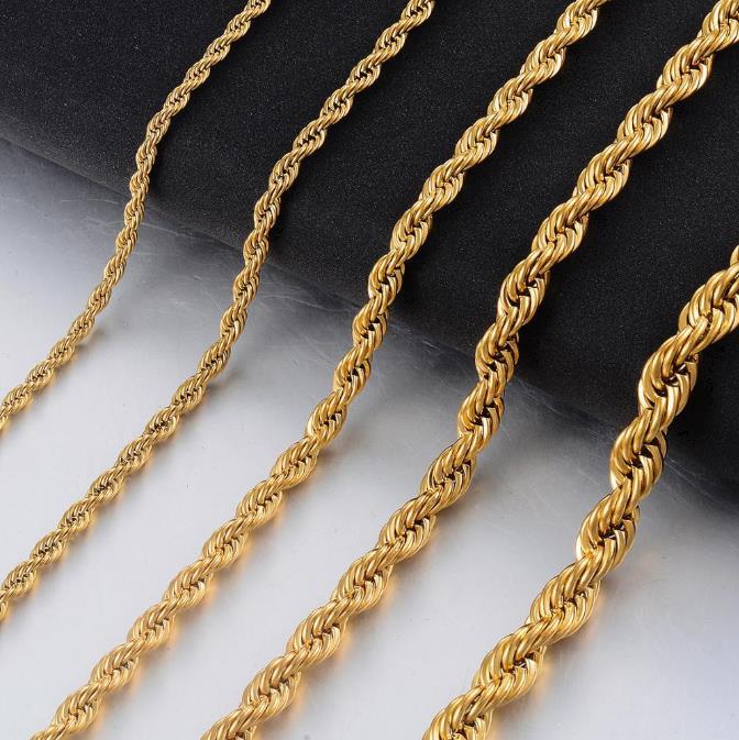 A set of three 14K Yellow Gold Solid Brass Classic Korean Chains, showcasing their elegant design and durable craftsmanship.