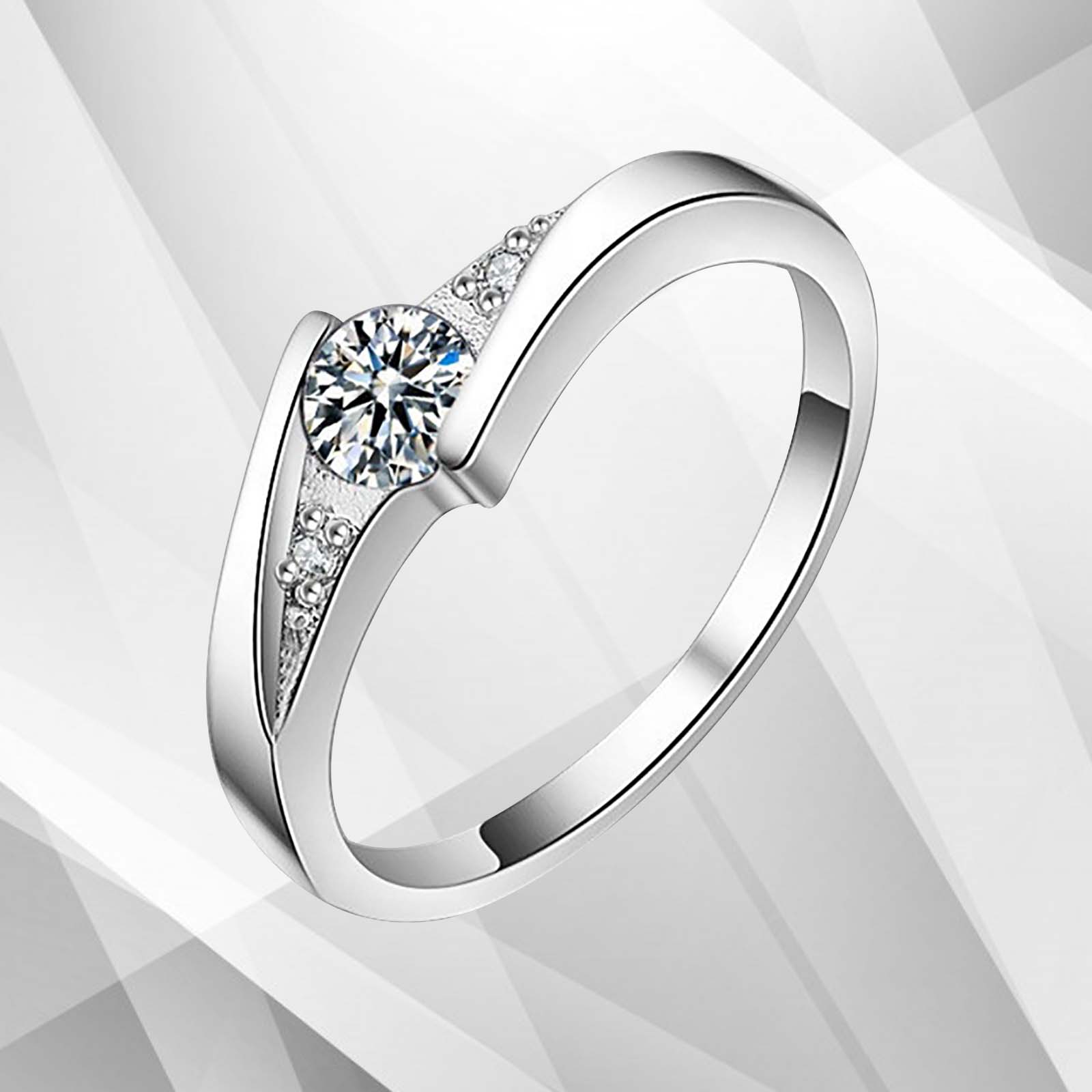 1.68Ct Round Cut CZ Diamond Bridal Engagement Promise Ring in 18Ct White Gold, showcasing its elegant design and brilliant sparkle.