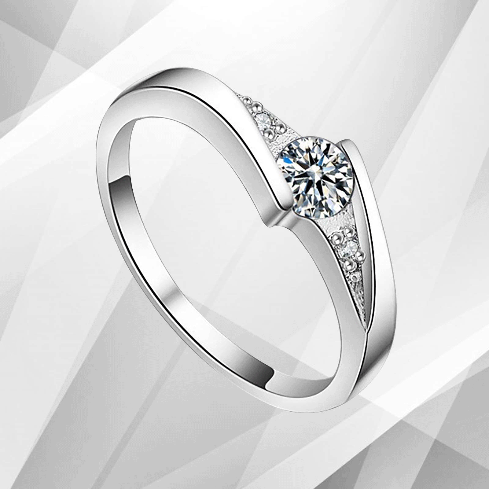 1.68Ct Round Cut CZ Diamond Bridal Engagement Promise Ring in 18Ct White Gold, showcasing its elegant design and brilliant sparkle.