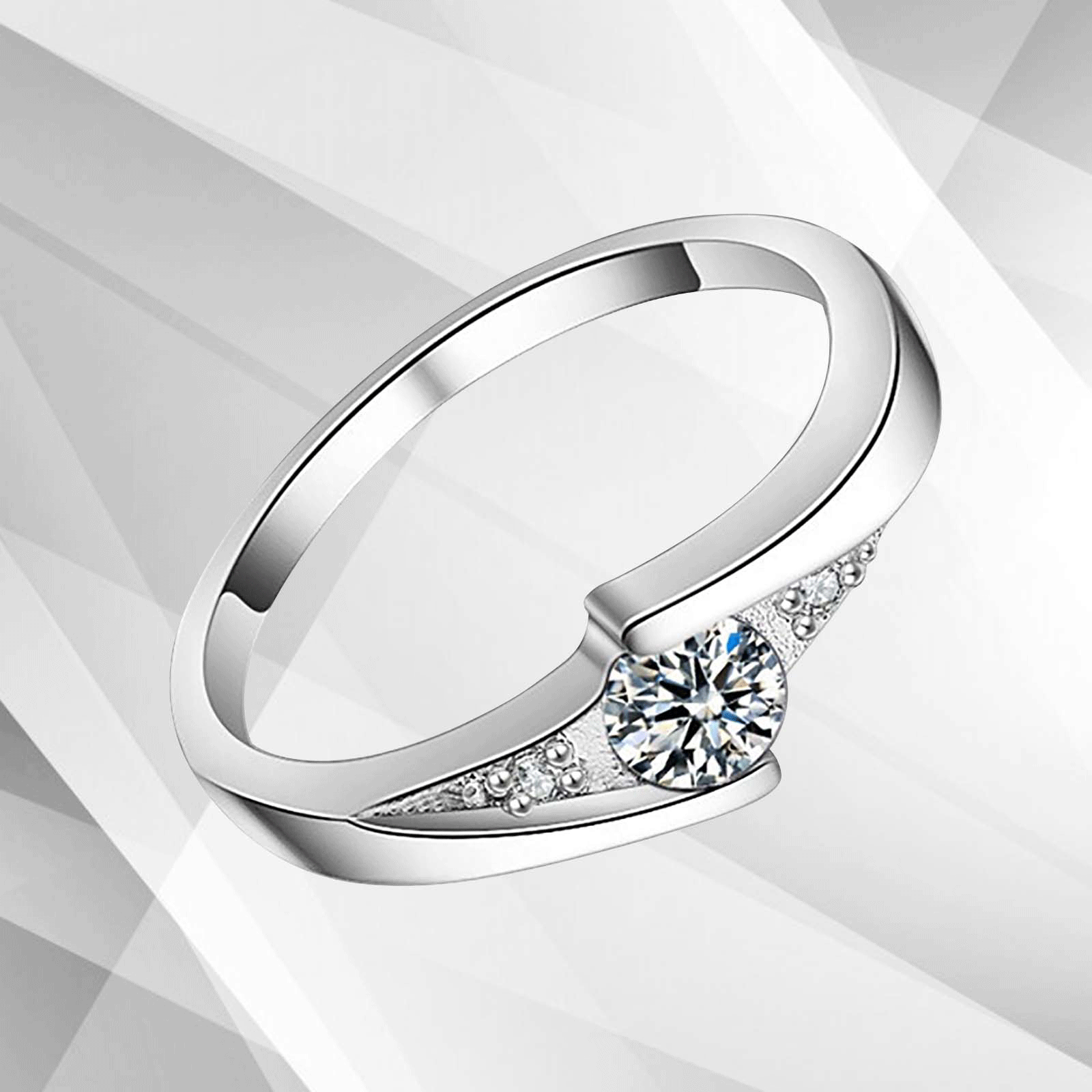 1.68Ct Round Cut CZ Diamond Bridal Engagement Promise Ring in 18Ct White Gold, showcasing its elegant design and brilliant sparkle.